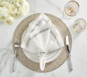 Vermicelli Placemat in Silver & Crystal, Set of 4