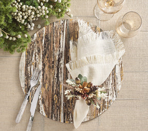 Kim Seybert Luxury Weathered Pine Placemat in Ivory, Natural & Gold