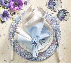 Kim Seybert Luxury Dip Dye Napkin in white & periwinkle