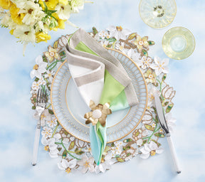 Gardenia Placemat in Sky, White & Yellow, Set of 2