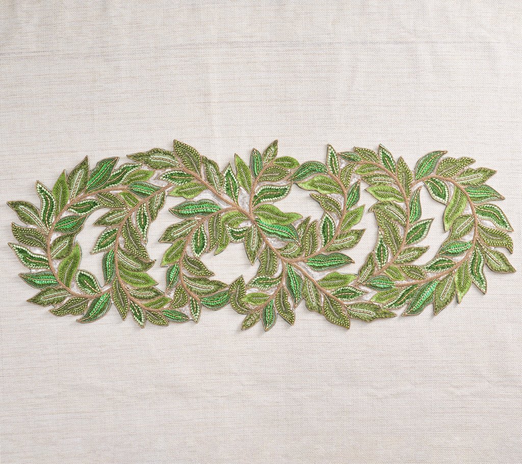 Green and Gold Trellis Table Runner