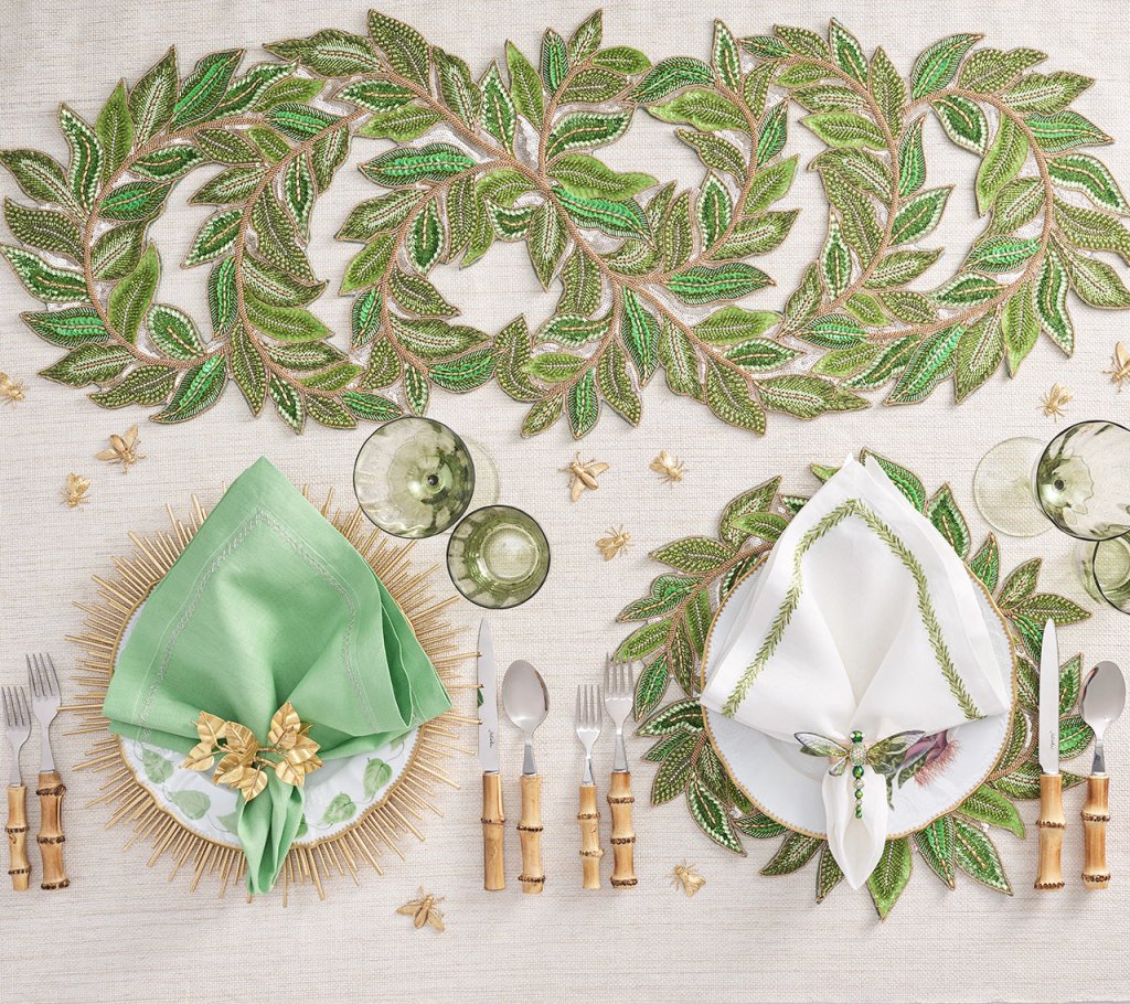 Green and Gold Trellis Table Runner