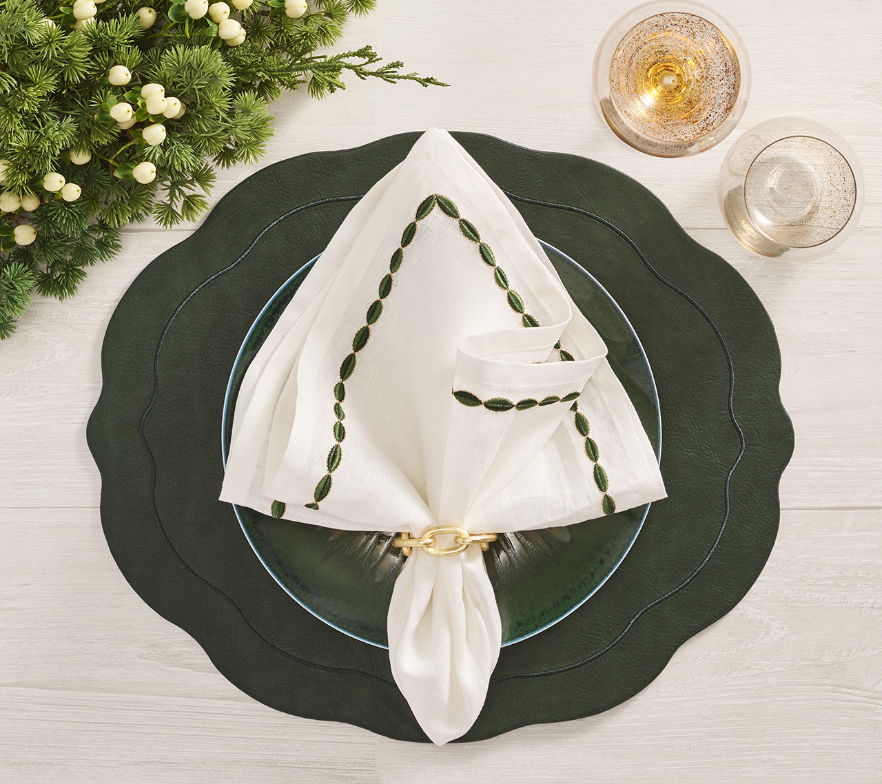 Tailored Placemat in Hunter Green, Set of 4