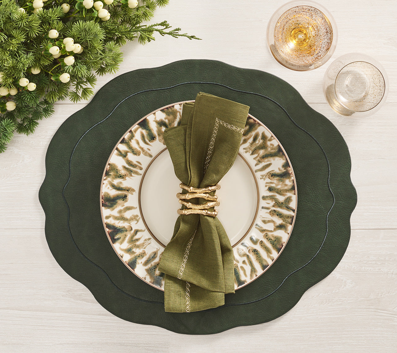 Tailored Placemat in Hunter Green, Set of 4