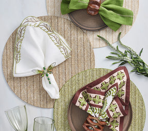 Oasis Napkin in Ivory, Green & Brown, Set of 4