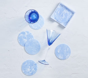 Kim Seybert, Inc.Cloud Coasters in Periwinkle, Set of 6 in a CaddyDrink Coasters