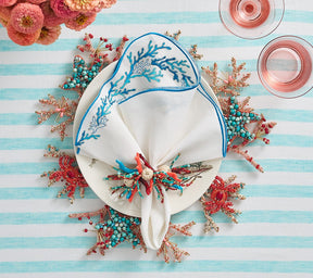 Kim Seybert, Inc.Coral Charm Charger in Turquoise, Coral & Gold, Set of 2Placemats