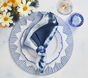 Kim Seybert Luxury Dream Weaver Placemat in White & Blue