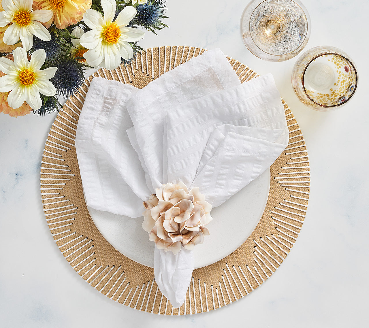 Kim Seybert Luxury Seersucker Napkin in White