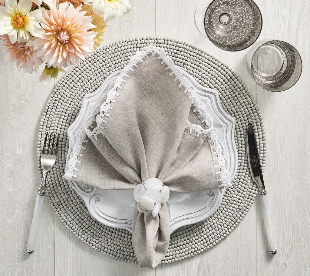 Kim Seybert, Inc.Shell Edge Napkin in Gray & White, Set of 4Napkins