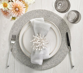 Watercolor Stripe Napkin in White & Gray, Set of 4