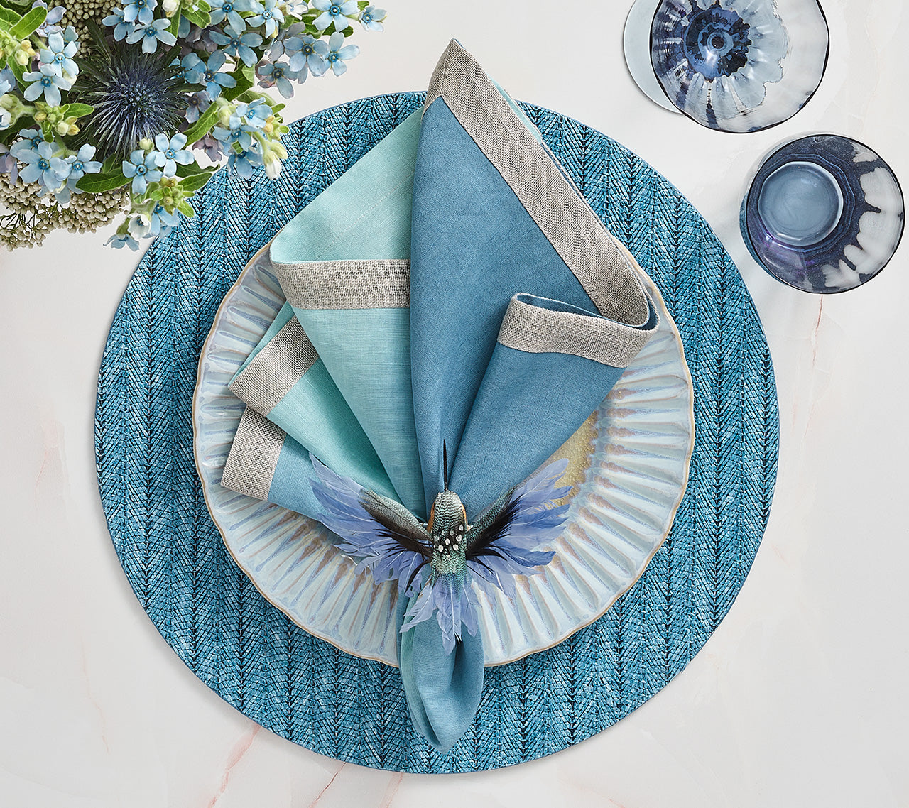 Kim Seybert Luxury Dip Dye Napkin in Sky & Blue