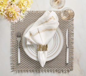 Kim Seybert, Inc.Fringe Placemat in Gold & Silver, Set of 4Placemats