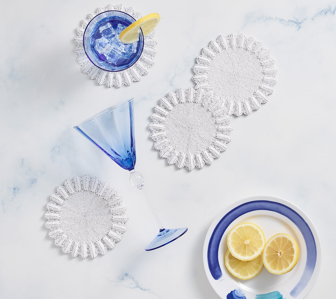 Kim Seybert Luxury Lumina Drink Coasters in White