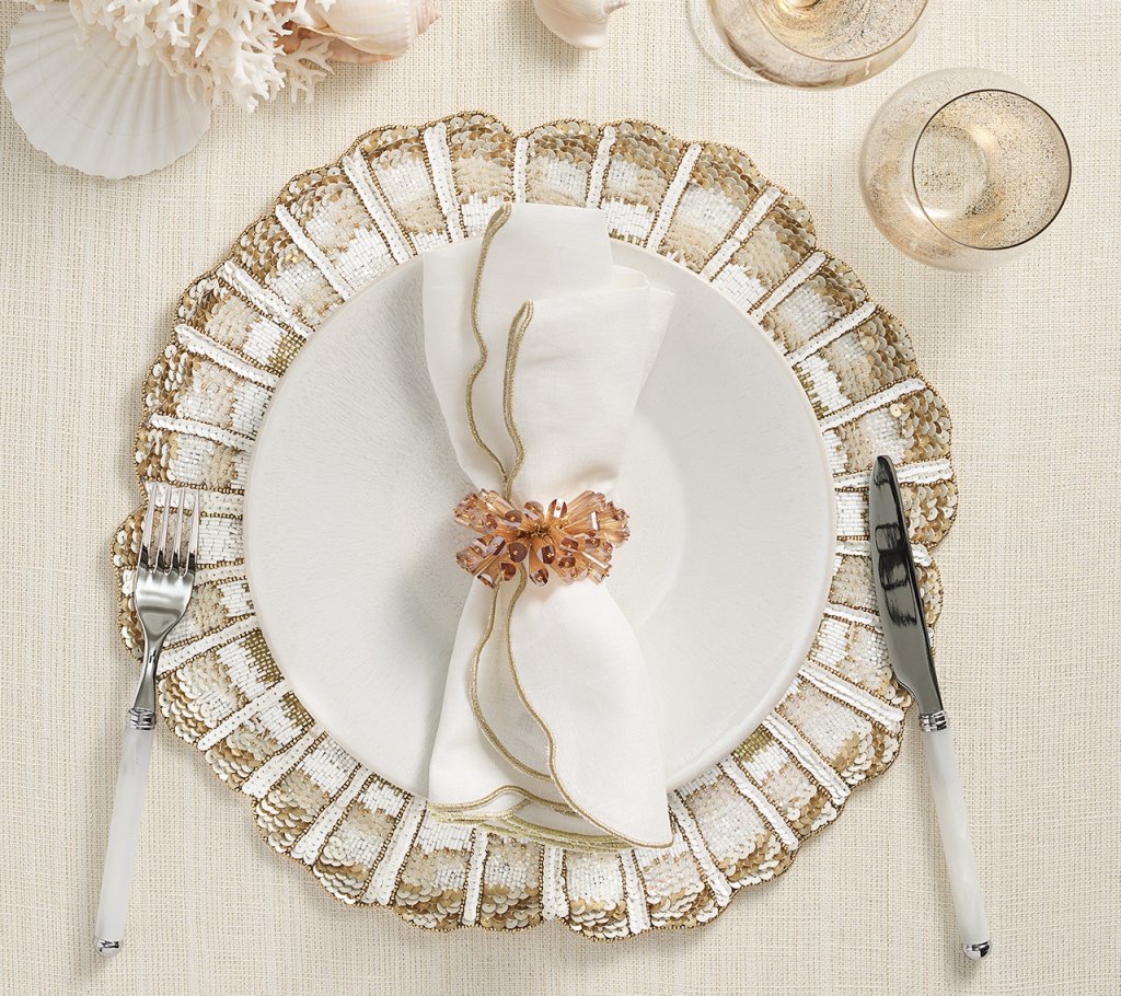 Kim Seybert, Inc.Nautilus Placemat in Champagne & Gold, Set of 2Placemats