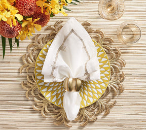 Kim Seybert, Inc.Bamboo Napkin in White, Gold & Silver, Set of 4Napkins