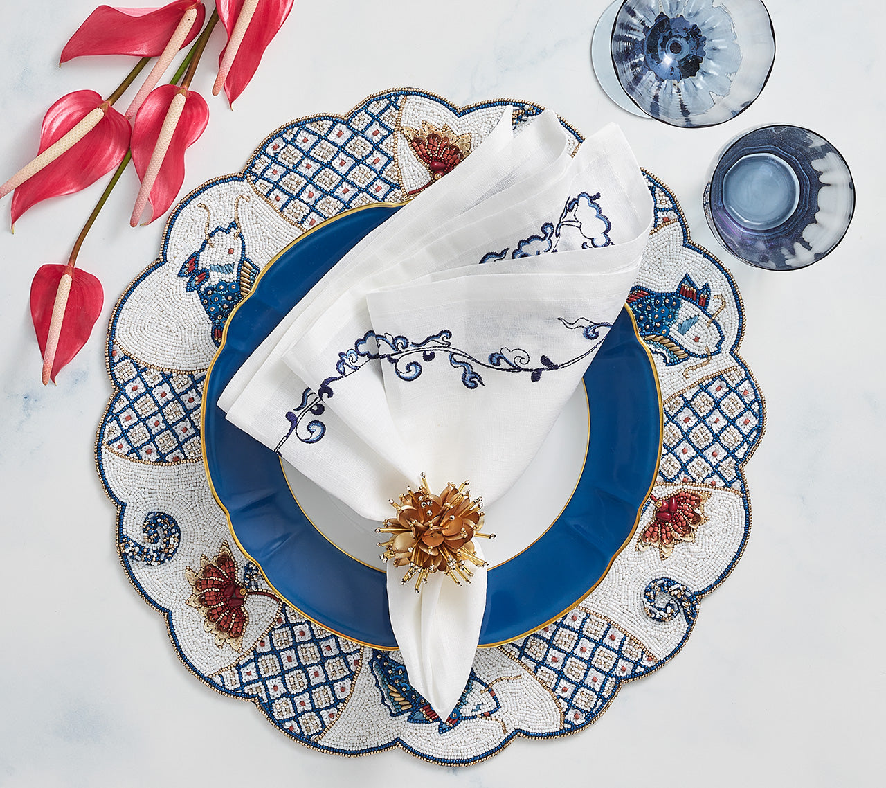 Kim Seybert Luxury Orient Placemat in White & Multi