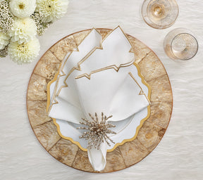 Kim Seybert Luxury Divot Napkin in White & Gold