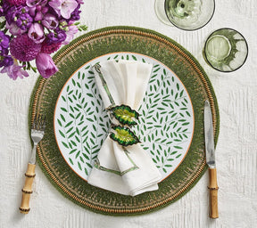 Enamor Placemat in Green & Gold, Set of 4