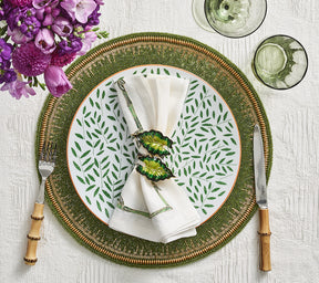 Kim Seybert Luxury Dip Dye Napkin in Olive & Green