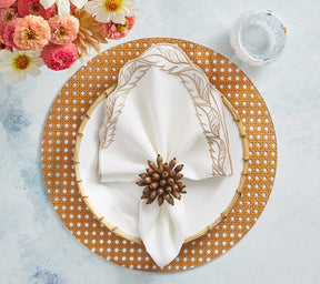 Winding Vines Napkin in White & Natural, Set of 4