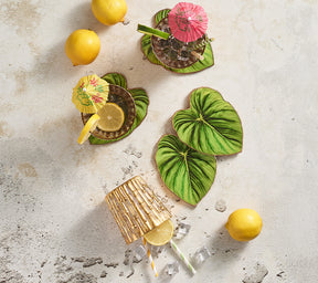 Kim Seybert Luxury Tropicana Drink Coasters in Green