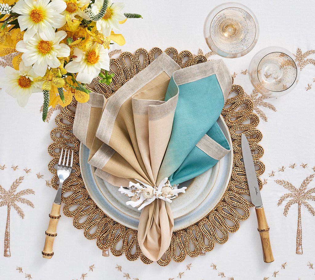 Kim Seybert, Inc.Dip Dye Napkin in Natural & Seafoam, Set of 4Napkins