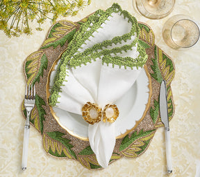 Kim Seybert Luxury Winding Vines Placemat in Green & Gold