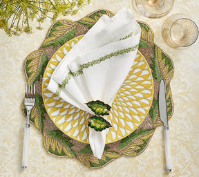 Kim Seybert, Inc.Fern Napkin Ring in Green & Gold, Set of 4 in a Gift BoxNapkin Rings