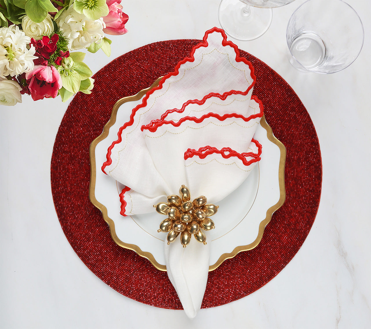 KIM SEYBERT ビーズマット/キムセイベルト プレースマット 未使用 Confetti Placemat in Red | Kim Seybert