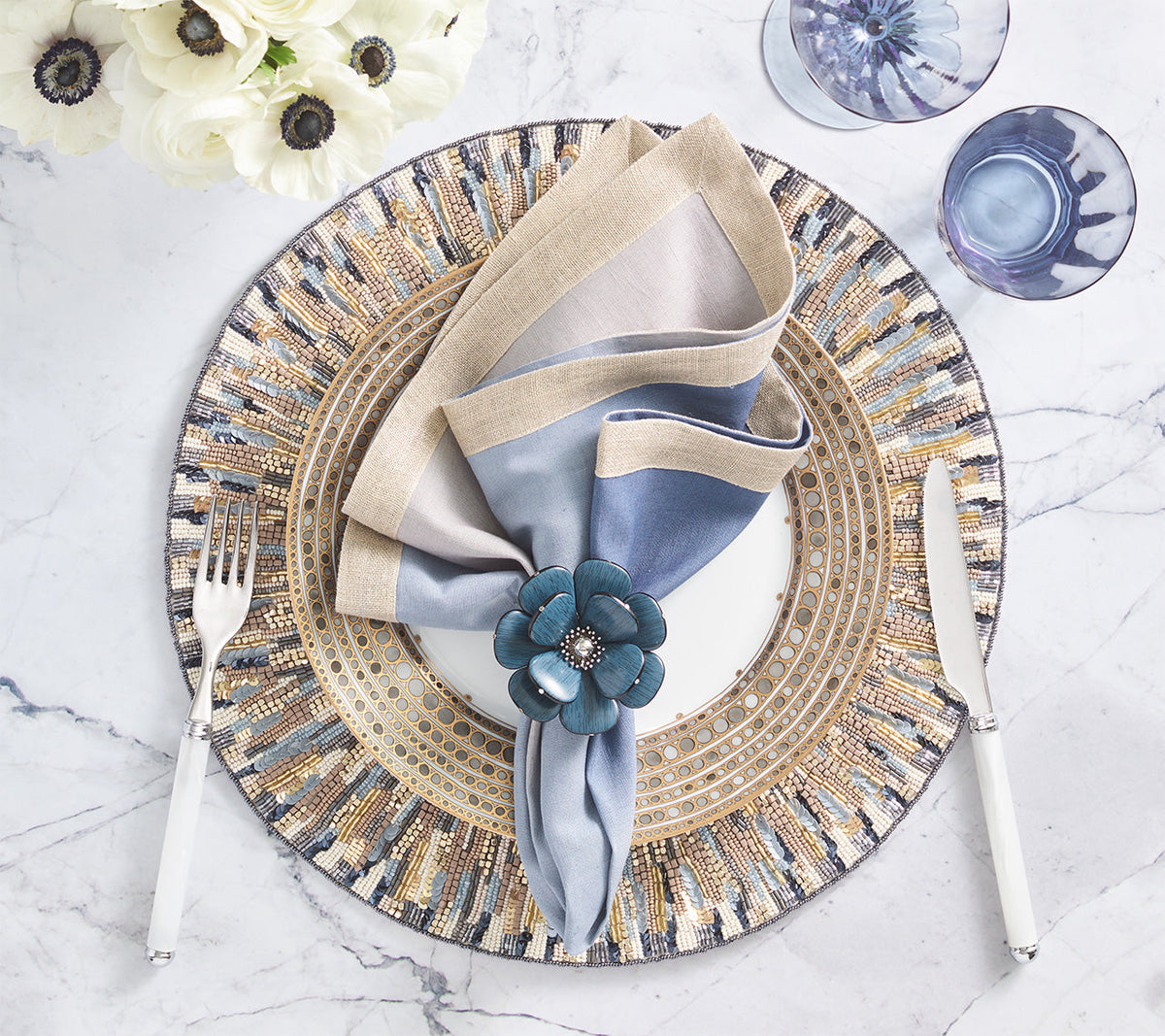Dip Dye Napkin in Blue & Gray, Set of 4