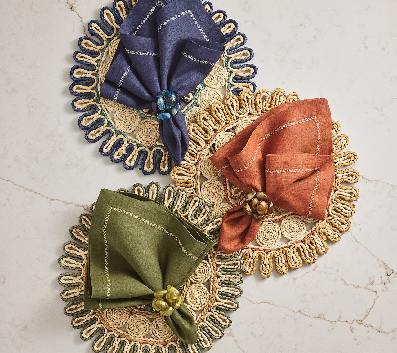 Bonton Napkin Ring in Brown & Gold, Set of 4