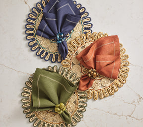 Bonton Napkin Ring in Brown & Gold, Set of 4