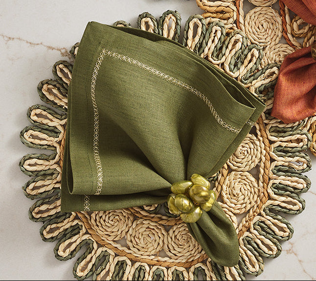 Bonton Napkin Ring in Navy & Gold, Set of 4