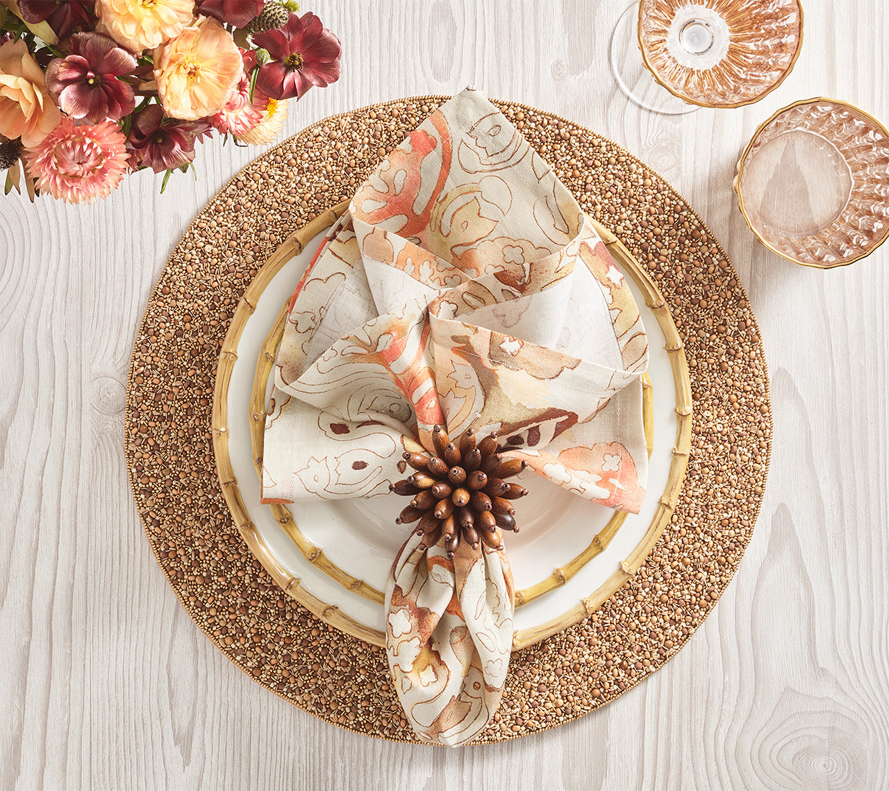 Giverny Napkin in Natural & Brown, Set of 4