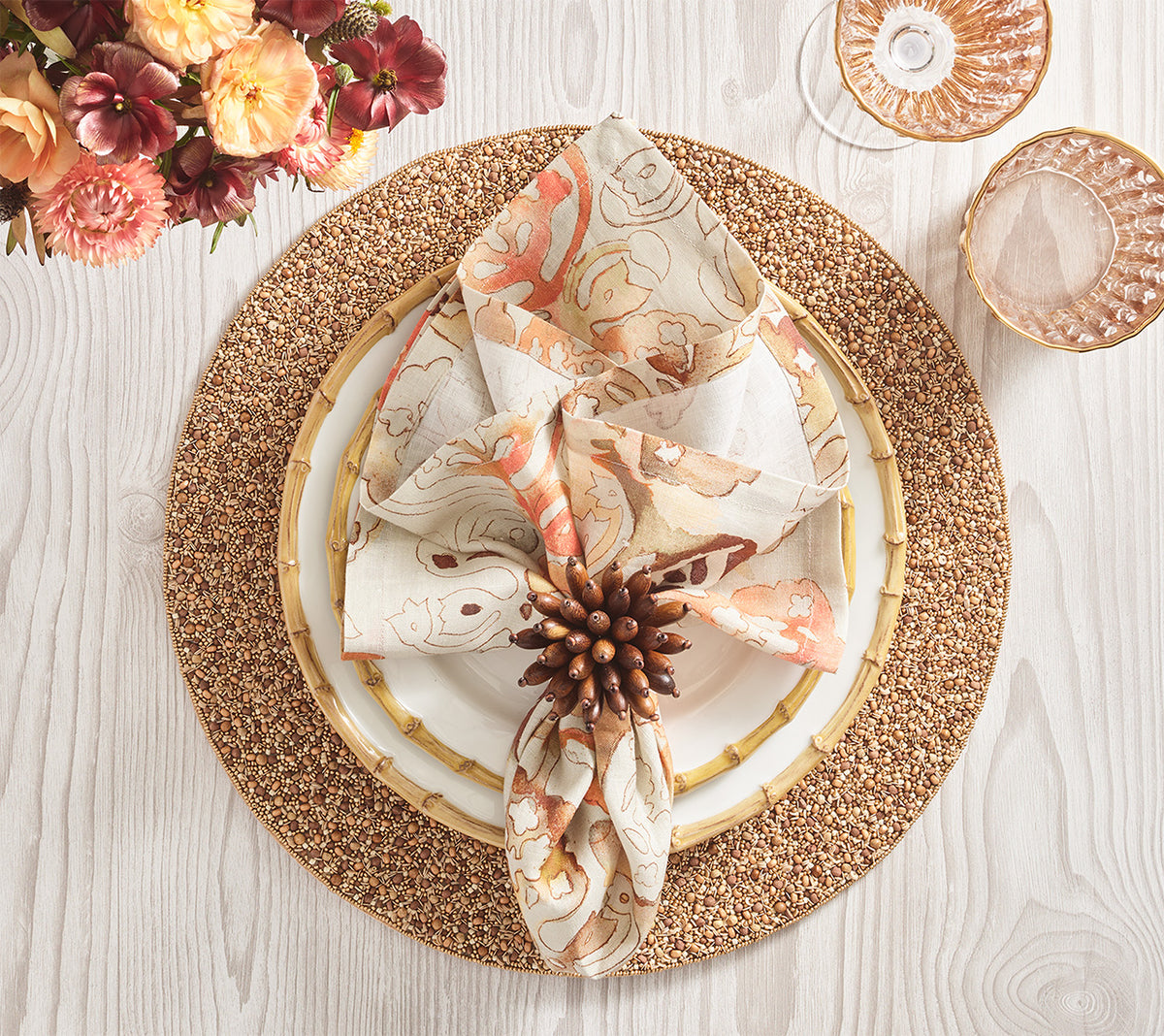 Giverny Napkin in Natural & Brown, Set of 4