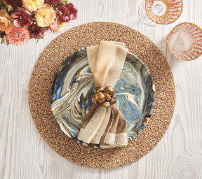 Bonton Napkin Ring in Brown & Gold, Set of 4