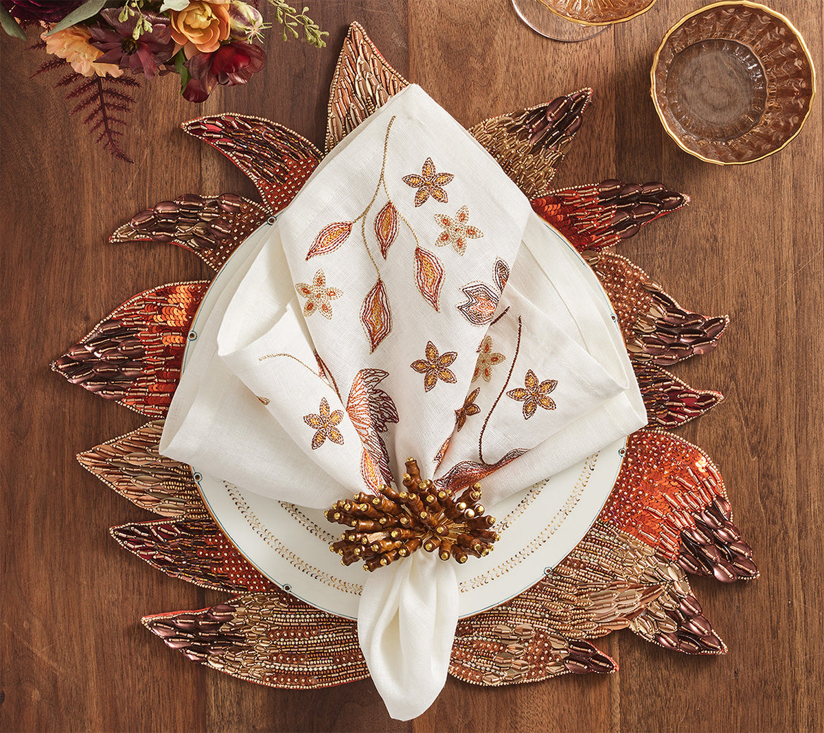 Harvest Placemat in Brown & Orange, Set of 2