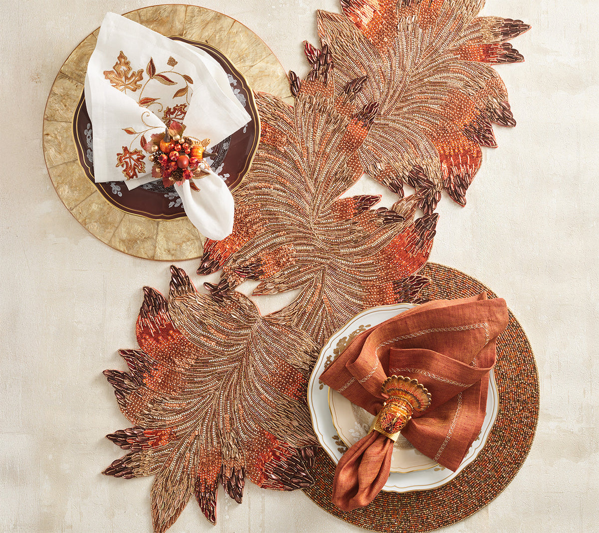 Turkey Trot Napkin Ring, Set of 4 in a Gift Box
