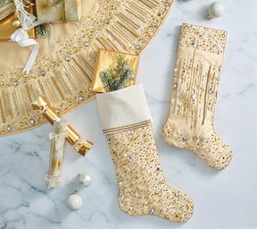 Gilded Sparkle Tree Skirt in Gold & Crystal
