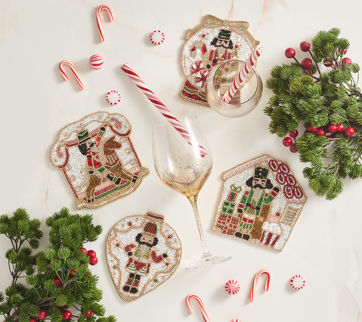 Nutcracker Coaster in Multi, Set of 4 in a Gift Bag