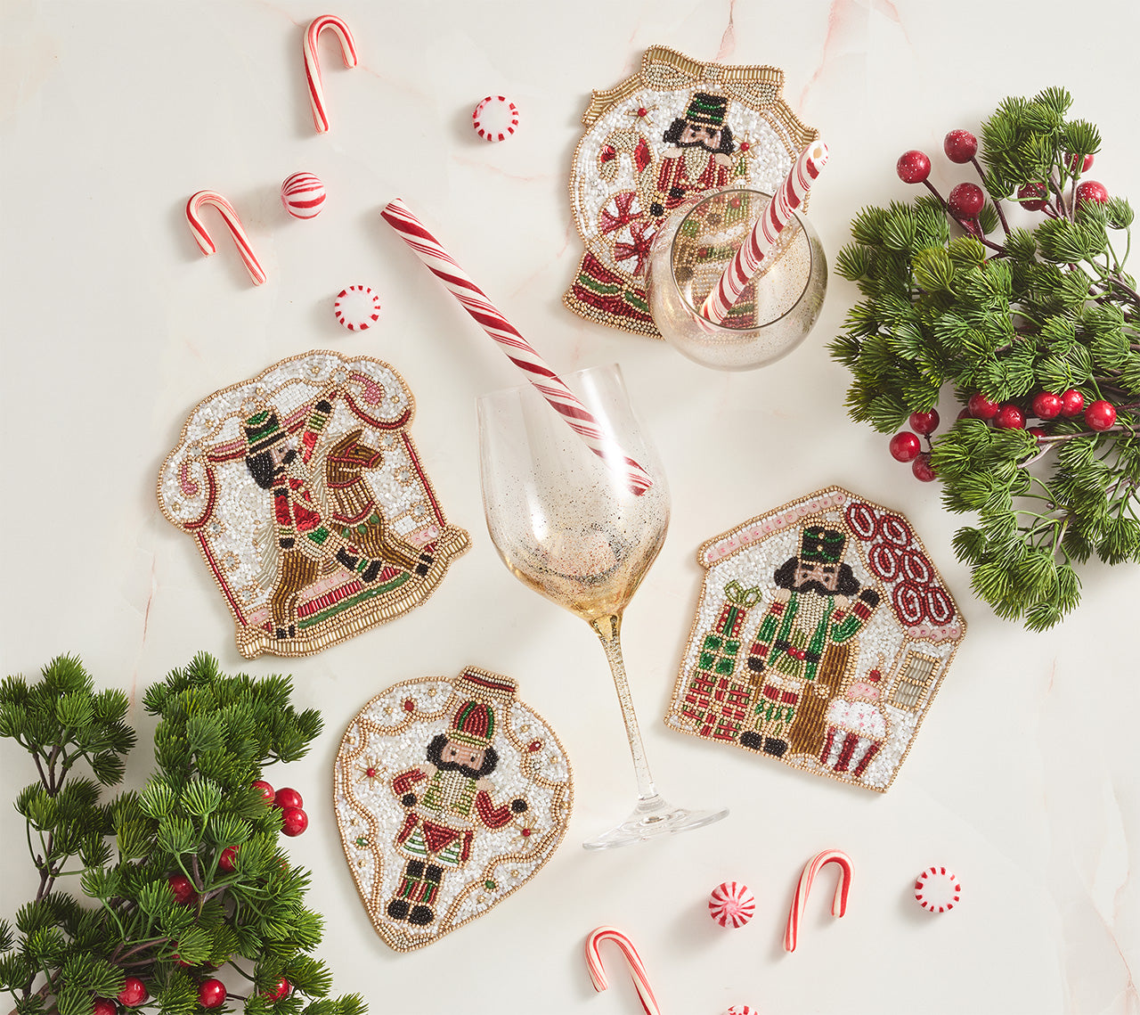Nutcracker Coaster in Multi, Set of 4 in a Gift Bag