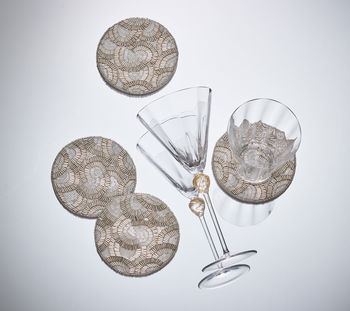 Lune Coaster in Silver, Set of 4 in a Gift Bag