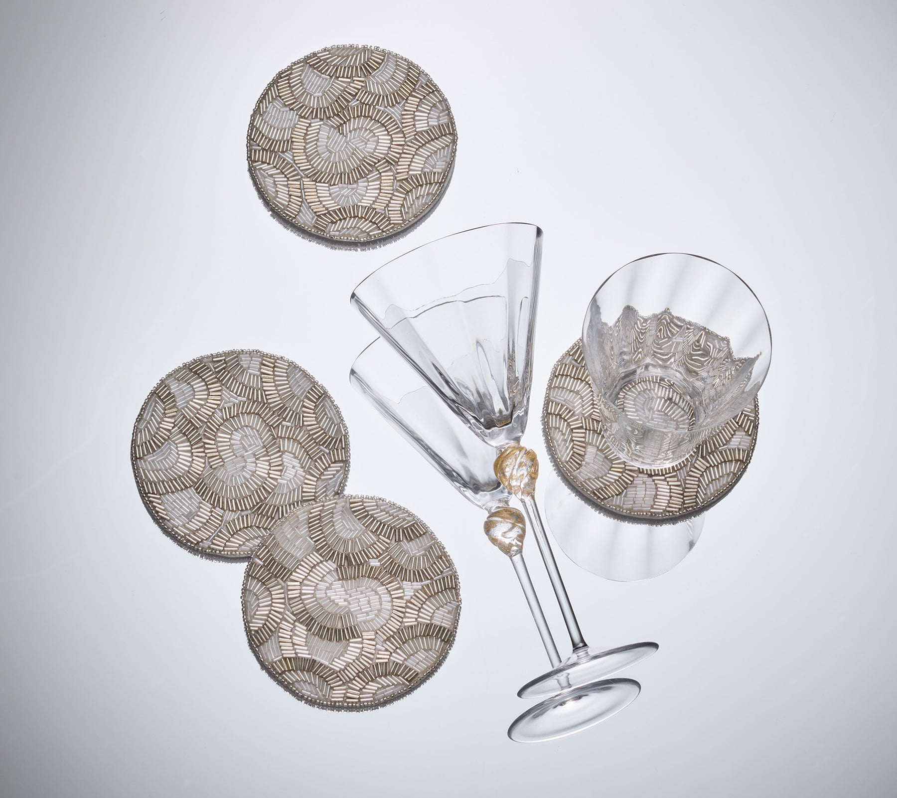 Lune Coaster in Silver, Set of 4 in a Gift Bag