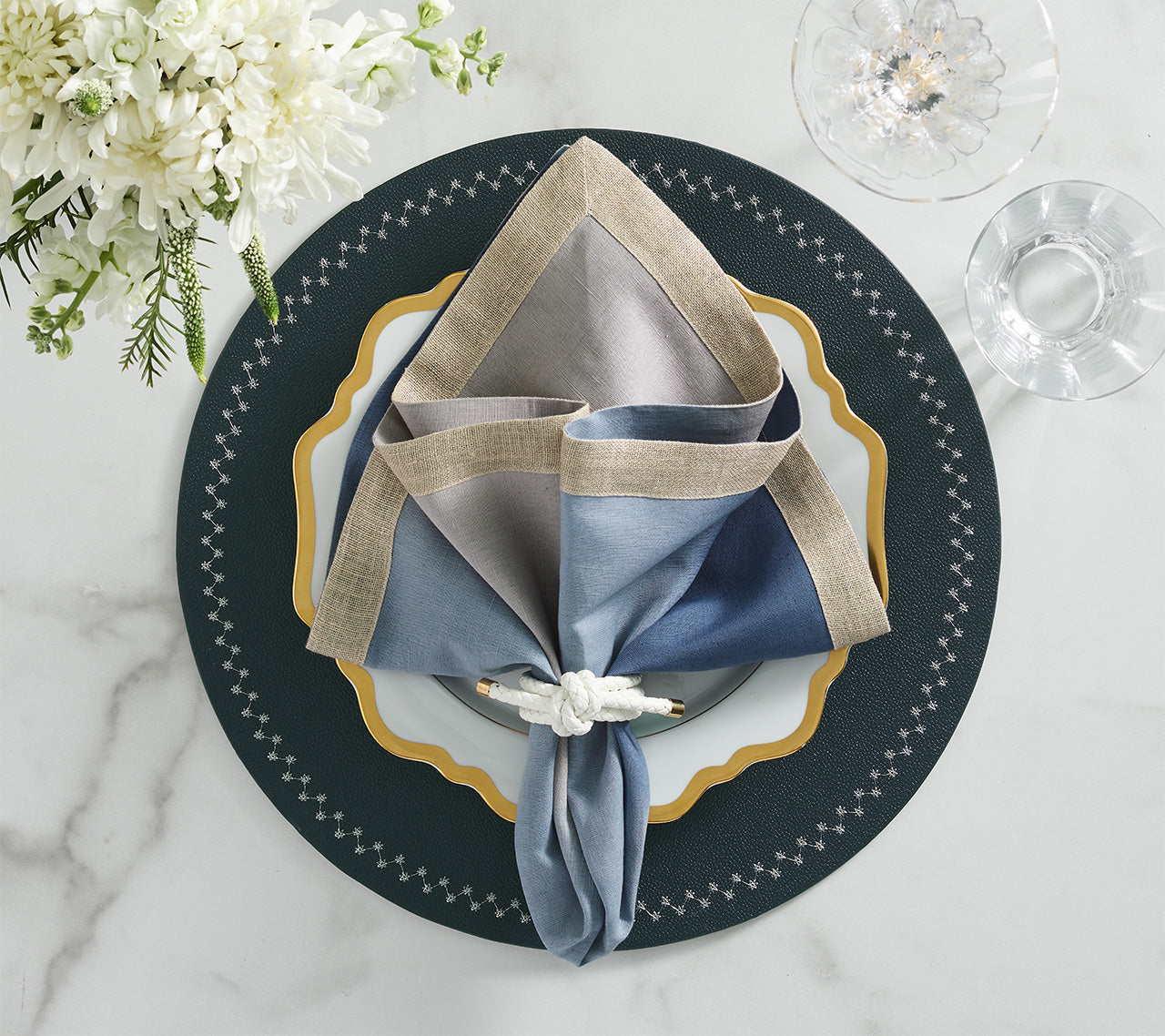 Dip Dye Napkin in Blue & Gray, Set of 4
