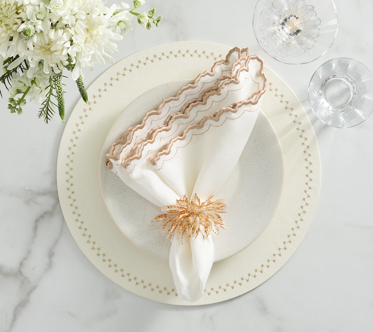 Arches Napkin in White & Natural, Set of 4