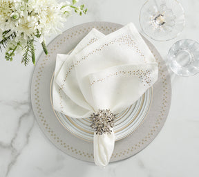 Pin Dot Napkin in White & Gold & Silver, Set of 4
