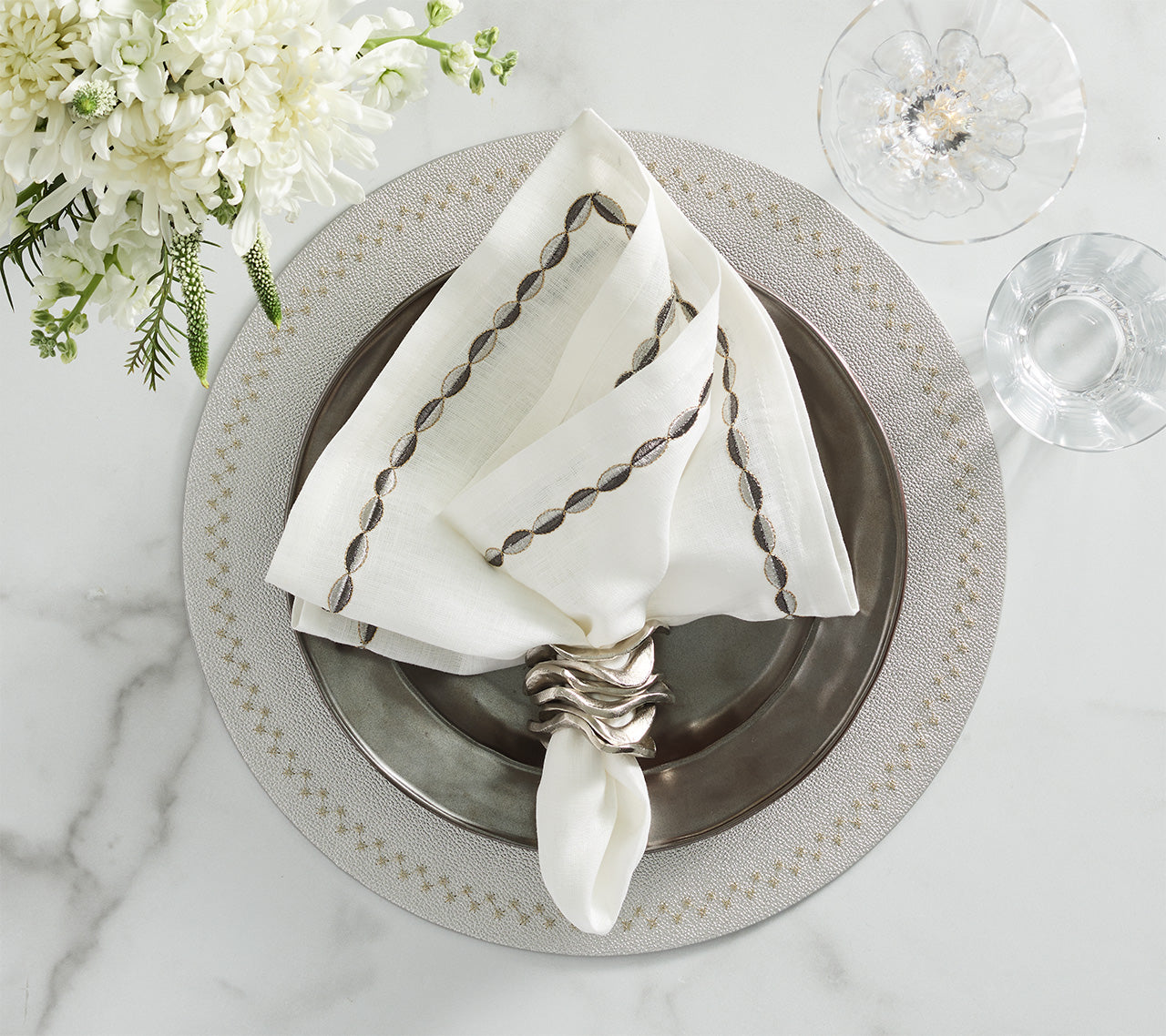 Starry Night Placemat in Silver, Set of 4