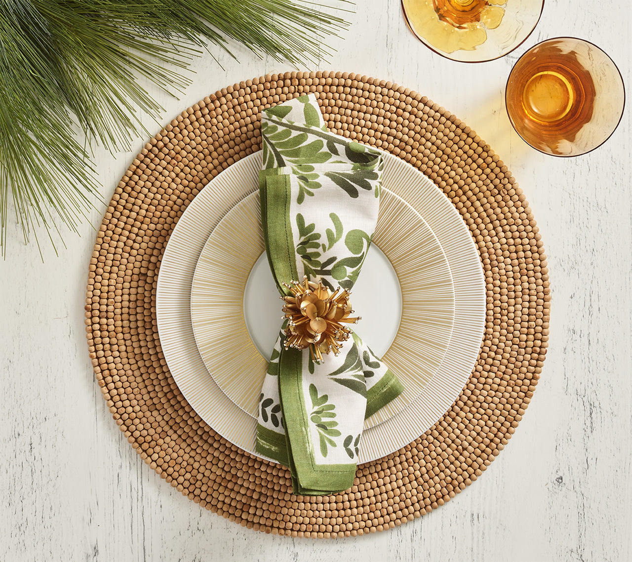 KIM SEYBERT ランチョンマット　4枚セット Wood Round Placemat in Natural | Kim Seybert