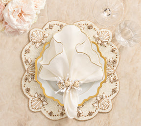 Luminance Napkin in White & Gold, Set of 4